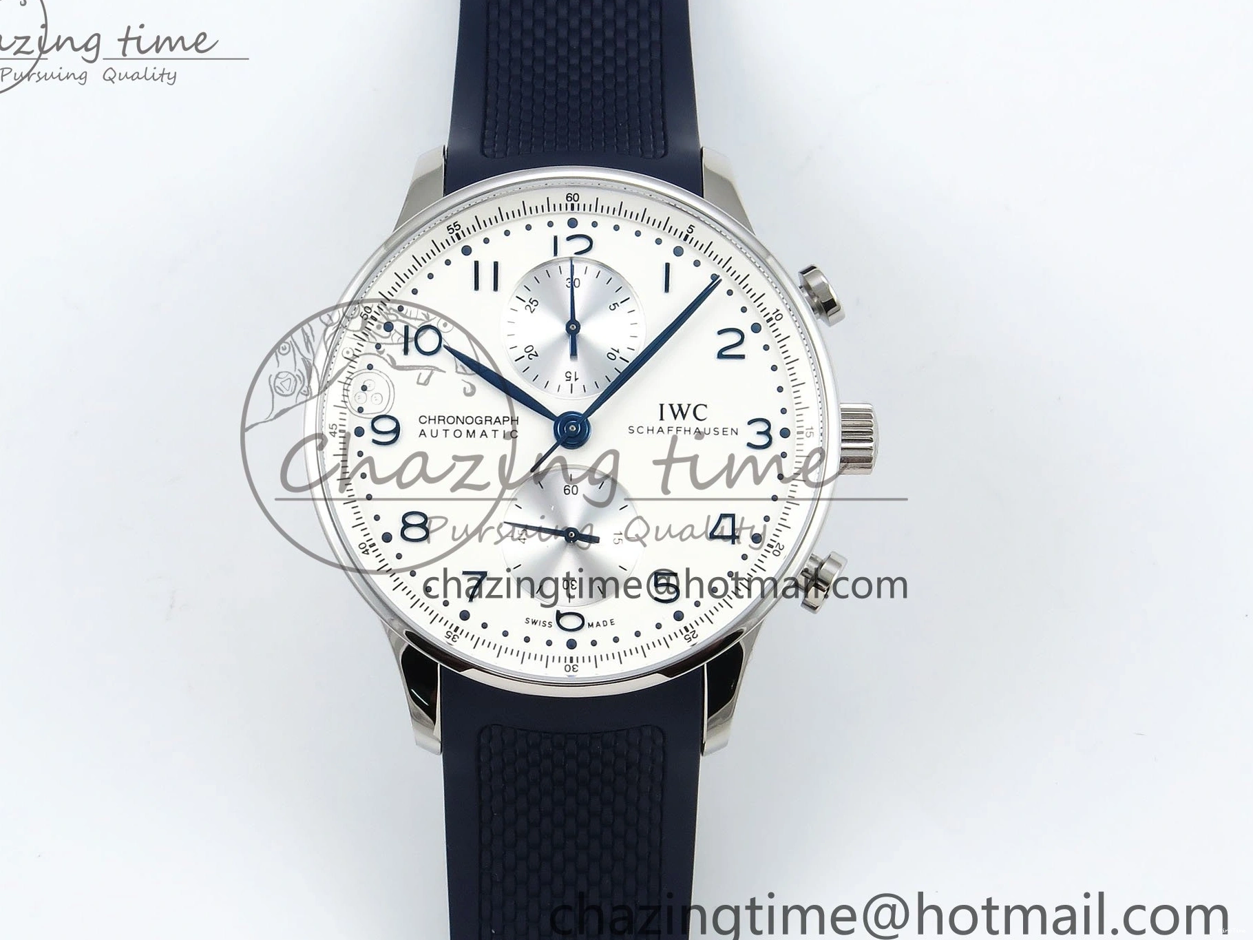 MIROTIME 0511 Casual Portuguese Chrono IW3716 Z+F 1:1 Best Edition White Dial on Blue Rubber Strap A 7016
